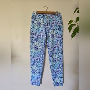 Lilly Pulitzer Luxletic Size 2 Womens Pants Blue Purple Floral Print